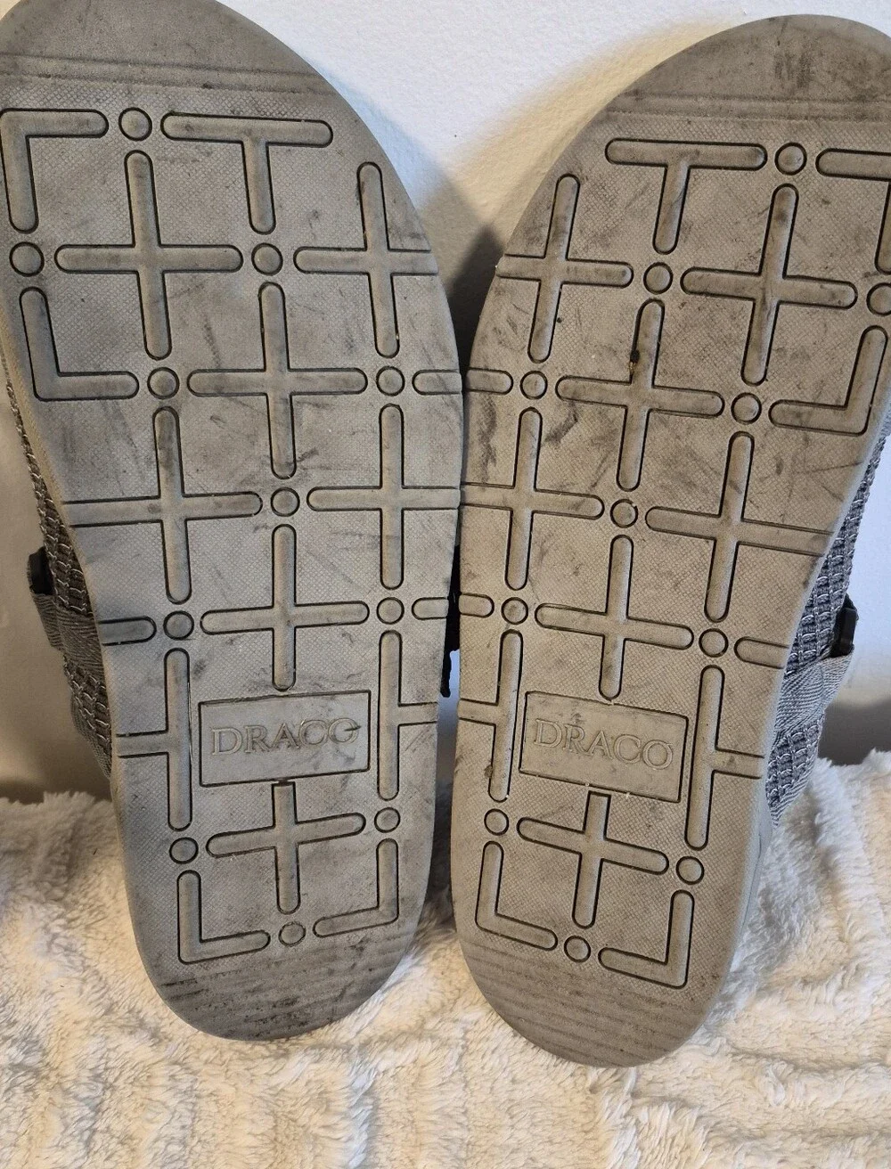 Draco DracoSlides Slides Grey Waffle Knit Sandals Adjustable Straps Men Sz 11-12